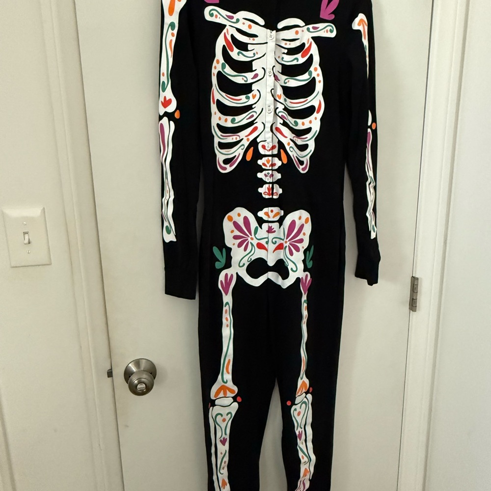 Colorful Skeleton Print Jumpsuit Halloween Costume